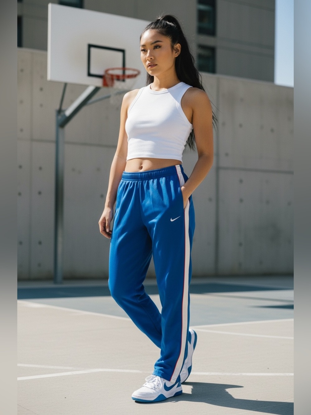 Vintage Nike Athletic Dept Track Pants Adult Large Blue Wide Leg Y2K Joggers